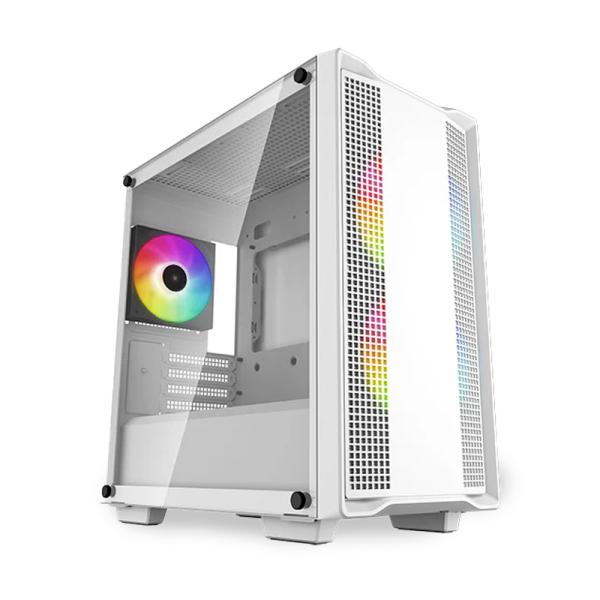 CASE GAMING RGB DEEPCOOLCC360 MINI TOWER VENTILADORES 3 DE 140MM CON VIDRIO LATERAL Y MALLA FRONTAL R-CC360-WHAPM3-G1