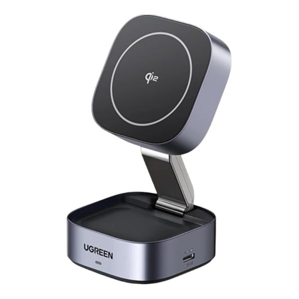 CARGADOR INALAMBRICO 2 EN 1 UGREEN W702 15W MAGNETICO Y PLEGABLE CARGA RAPIDA PARA APPLE 35316