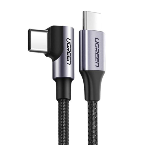 CABLE USB-C A USB-C ANGULO RECTO UGREEN US255 60W 1M CARGA RAPIDA 50123