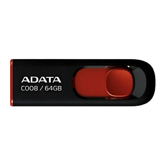 MEMORIA USB 2.0 64GB ADATA BLACK+RED   AC008-64G-RKD